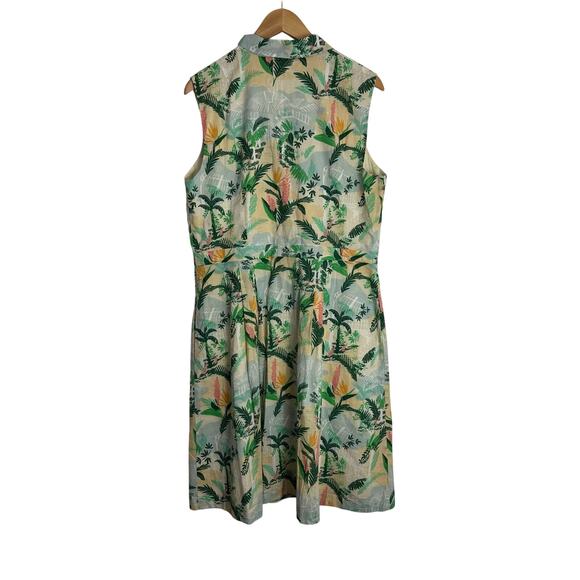 Emily and Fin Clara Shirt Dress Tropical Womens Large Sleeveless Floral Pockets - Picture 3 of 10